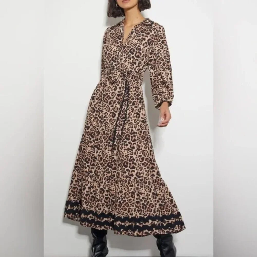 Monsoon Lola leopard print maxi dress brown - Picture 2 of 9
